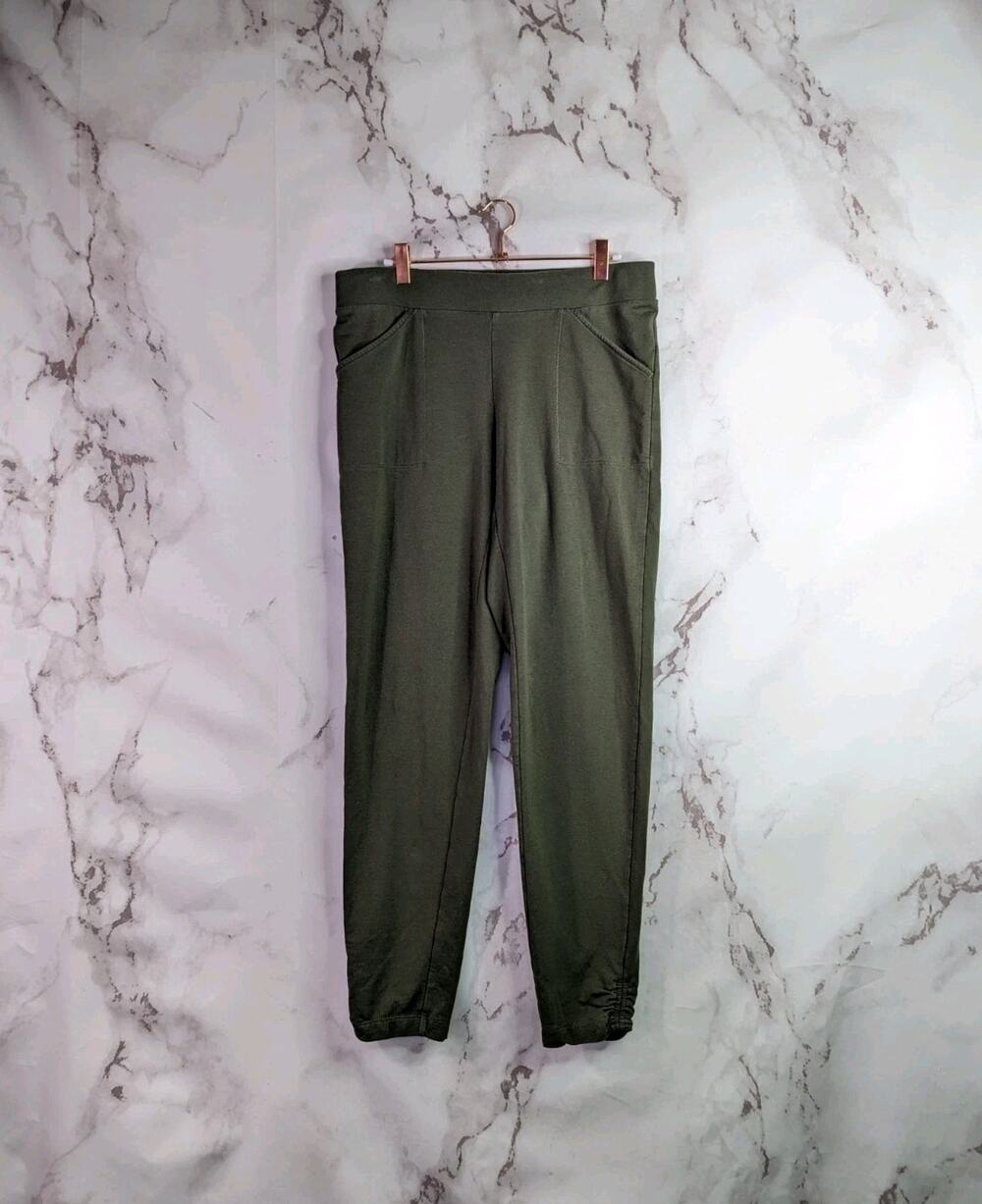 J Jill Leggings Womens Small Green Pull On Pants High Rise Ruched Pockets